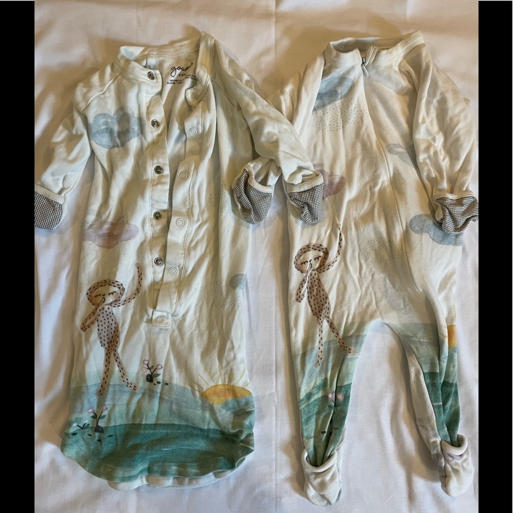 GOUMI zip sleeper and nightgown, 3-6 mos